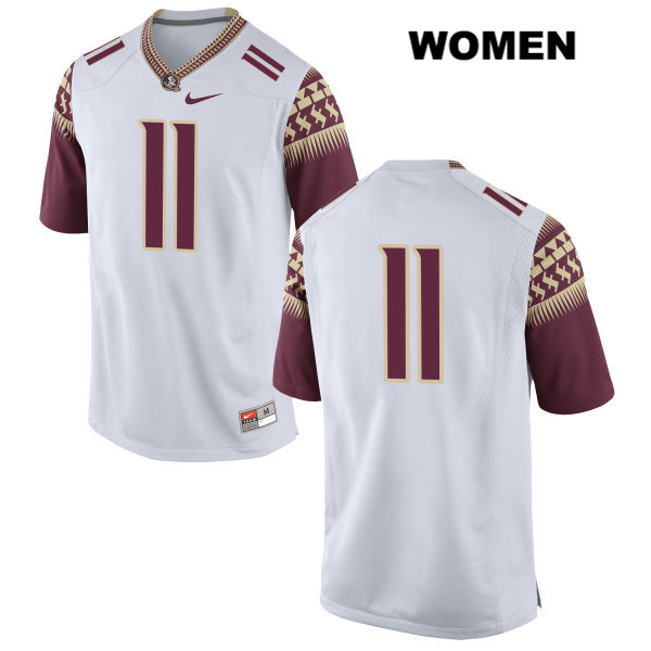 Women's NCAA Nike Florida State Seminoles #11 George Campbell College No Name White Stitched Authentic Football Jersey SMU5569BL